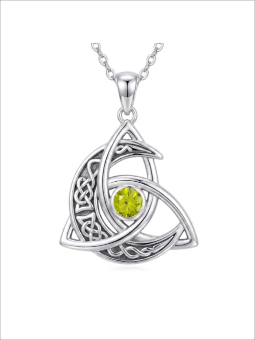 Celtic Knot Necklace Trinity Moon Pendant Birthstone Jewelry Gift for Her
